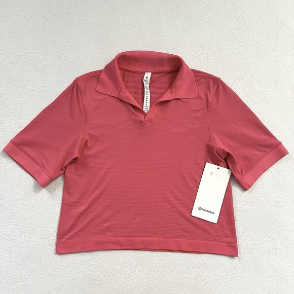 NWT Lululemon Women Lip Gloss Pink Swiftly Tech Relaxed Fit Polo Shirt W3GMJS 2 - Picture 1 of 10